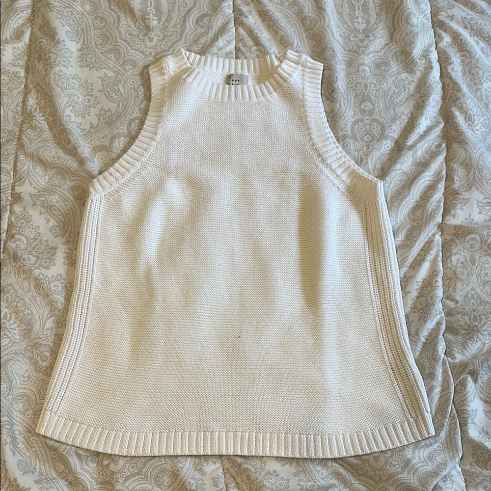 White Sleeveless Knit Top